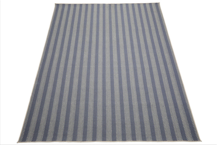 Multi Size Denim Ivory Color Hand Loomed Flatweave Wool Modern Oriental Rug