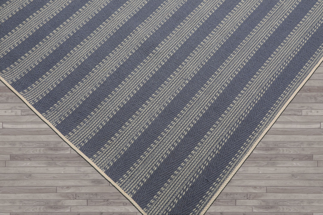 Multi Size Denim Ivory Color Hand Loomed Flatweave Wool Modern Oriental Rug