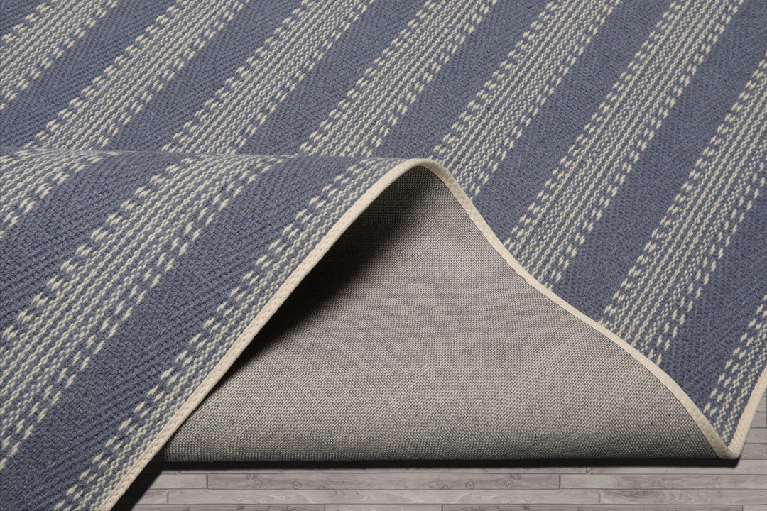Multi Size Denim Ivory Color Hand Loomed Flatweave Wool Modern Oriental Rug
