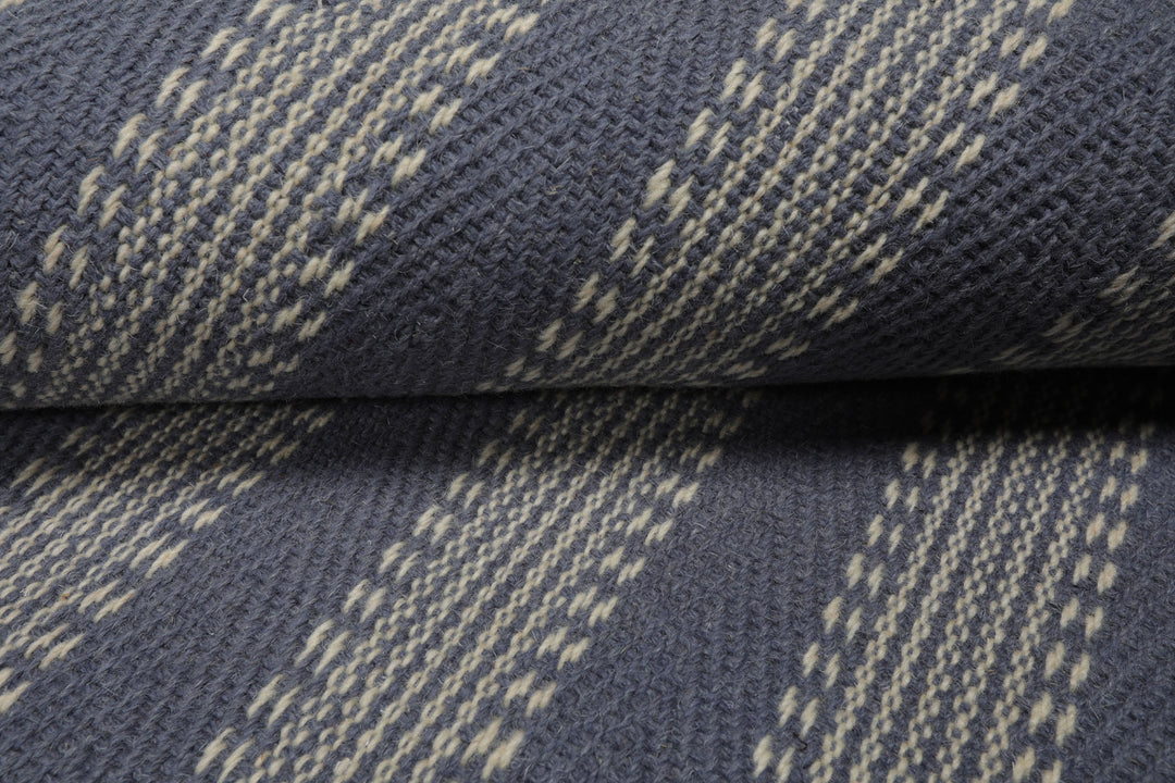 Multi Size Denim Ivory Color Hand Loomed Flatweave Wool Modern Oriental Rug