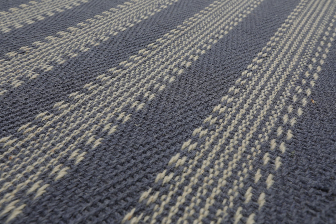 Multi Size Denim Ivory Color Hand Loomed Flatweave Wool Modern Oriental Rug