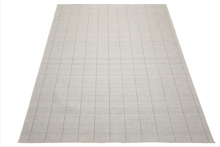 Multi Size Ivory  Gray Color Hand Loomed Flatweave Wool Modern Oriental Rug