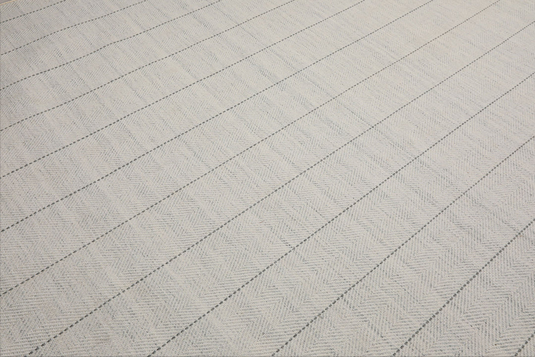 Multi Size Ivory  Gray Color Hand Loomed Flatweave Wool Modern Oriental Rug