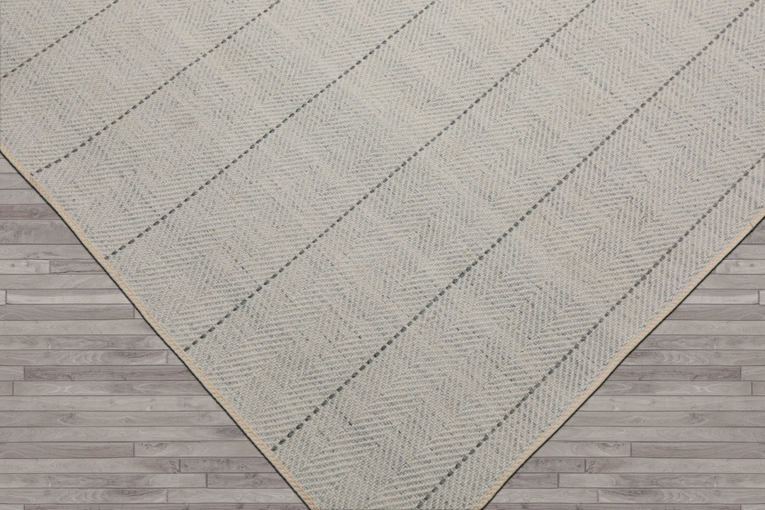Multi Size Ivory  Gray Color Hand Loomed Flatweave Wool Modern Oriental Rug