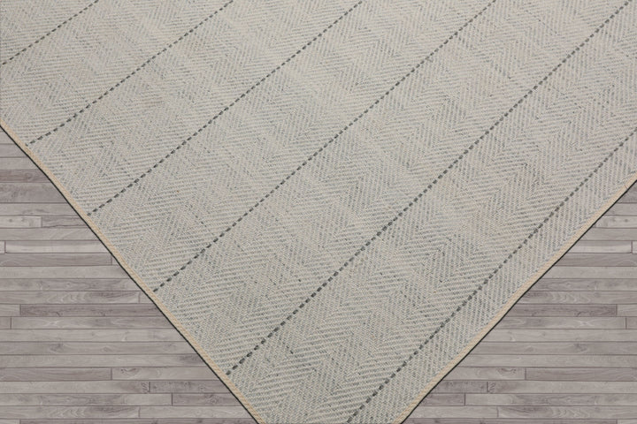 Multi Size Ivory  Gray Color Hand Loomed Flatweave Wool Modern Oriental Rug