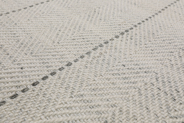 Multi Size Ivory  Gray Color Hand Loomed Flatweave Wool Modern Oriental Rug