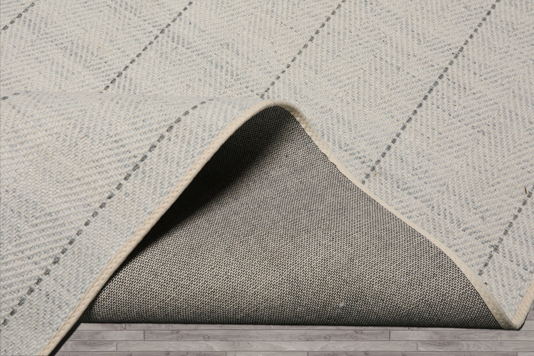 Multi Size Ivory  Gray Color Hand Loomed Flatweave Wool Modern Oriental Rug