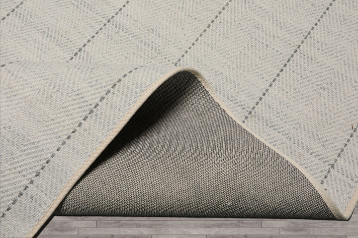 Multi Size Ivory  Gray Color Hand Loomed Flatweave Wool Modern Oriental Rug