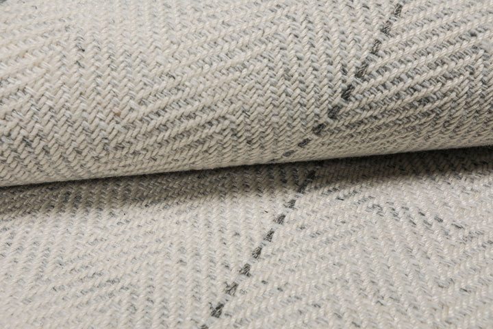 Multi Size Ivory  Gray Color Hand Loomed Flatweave Wool Modern Oriental Rug