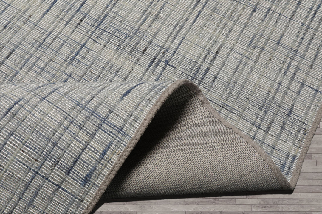 Multi Size Silver Gray Slate Color Hand Woven Flatweave Wool and Polyster Modern Oriental Rug