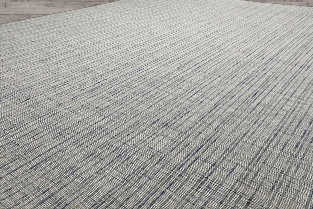 Multi Size Silver Gray Slate Color Hand Woven Flatweave Wool and Polyster Modern Oriental Rug