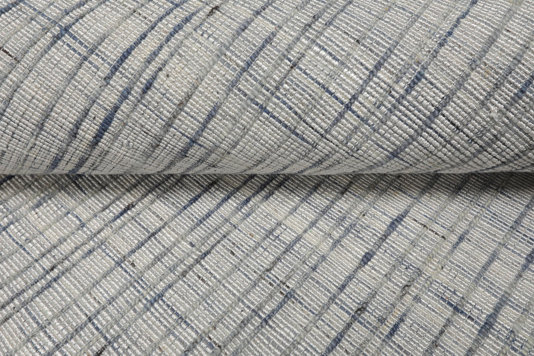 Multi Size Silver Gray Slate Color Hand Woven Flatweave Wool and Polyster Modern Oriental Rug