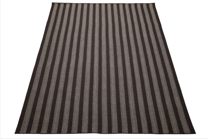 Multi Size Chocolate Ivory Color Hand Woven Flatweave Wool Modern Oriental Rug