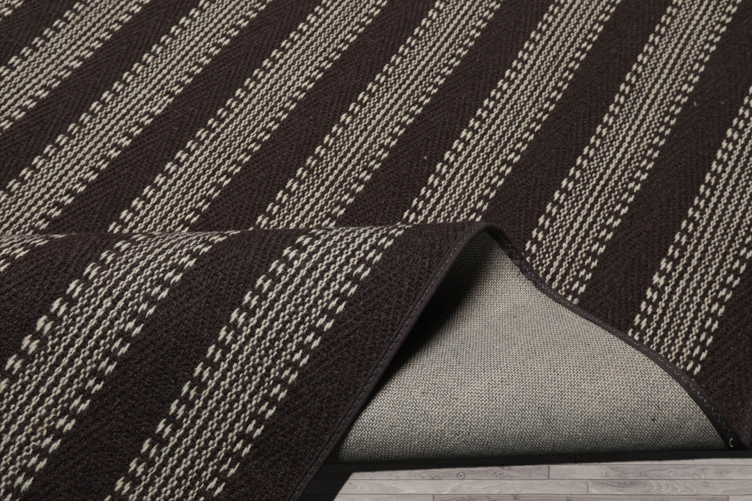 Multi Size Chocolate Ivory Color Hand Woven Flatweave Wool Modern Oriental Rug