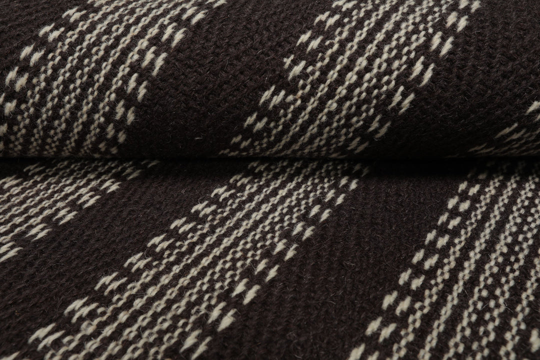 Multi Size Chocolate Ivory Color Hand Woven Flatweave Wool Modern Oriental Rug