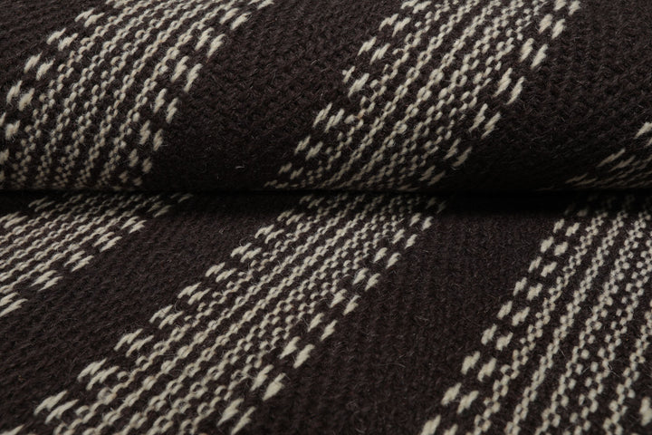 Multi Size Chocolate Ivory Color Hand Woven Flatweave Wool Modern Oriental Rug