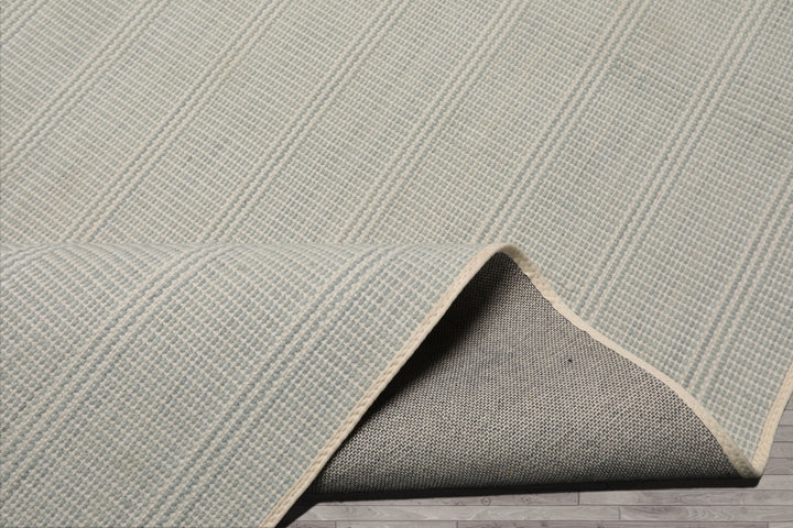 Multi Size Ivory  Light Blue Color Hand Loomed Flatweave Wool Modern Oriental Rug