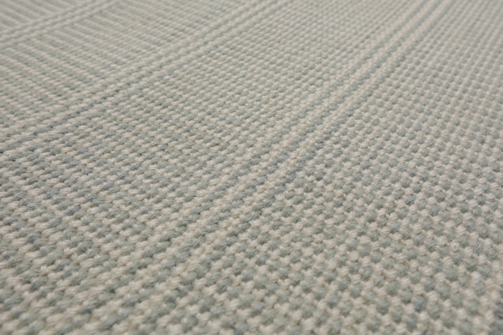 Multi Size Ivory  Light Blue Color Hand Loomed Flatweave Wool Modern Oriental Rug