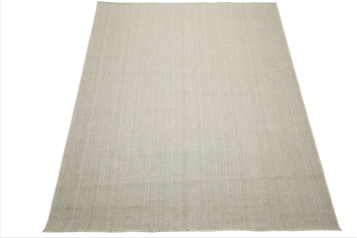 Multi Size Sage Ivory Color Hand Loomed Flatweave Wool Modern Oriental Rug