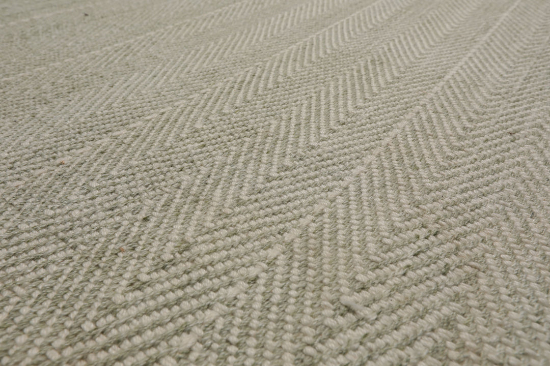 Multi Size Sage Ivory Color Hand Loomed Flatweave Wool Modern Oriental Rug
