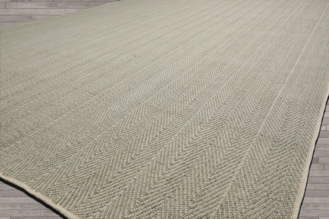 Multi Size Sage Ivory Color Hand Loomed Flatweave Wool Modern Oriental Rug