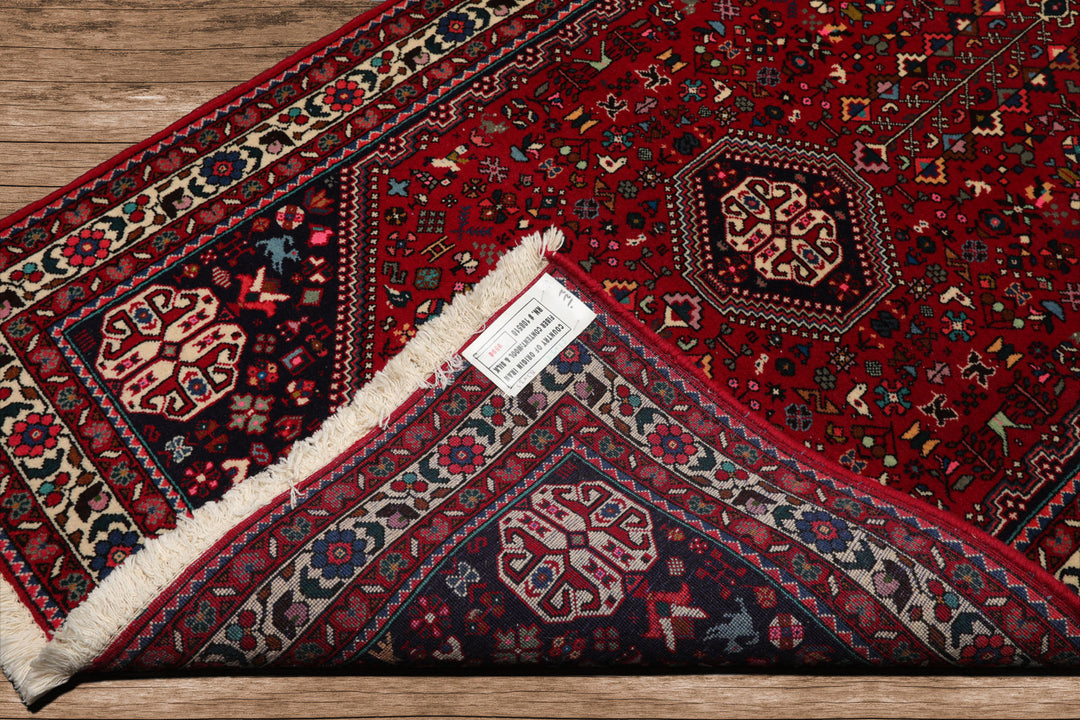 3x5 Red, Navy, Ivory Color Hand Knotted Abadeh Wool & Silk Traditional Oriental Rug