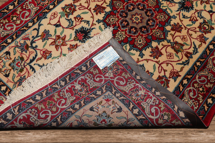 3x5 Beige, Red, Blue Color Hand Knotted Espahan Wool Traditional Oriental Rug