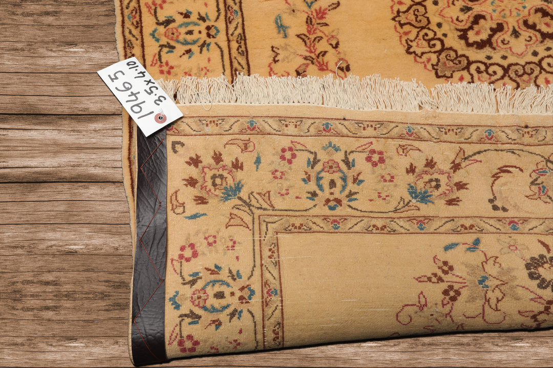 3x5 Beige, Brown, Rose Color Hand Knotted Nain Wool Traditional Oriental Rug