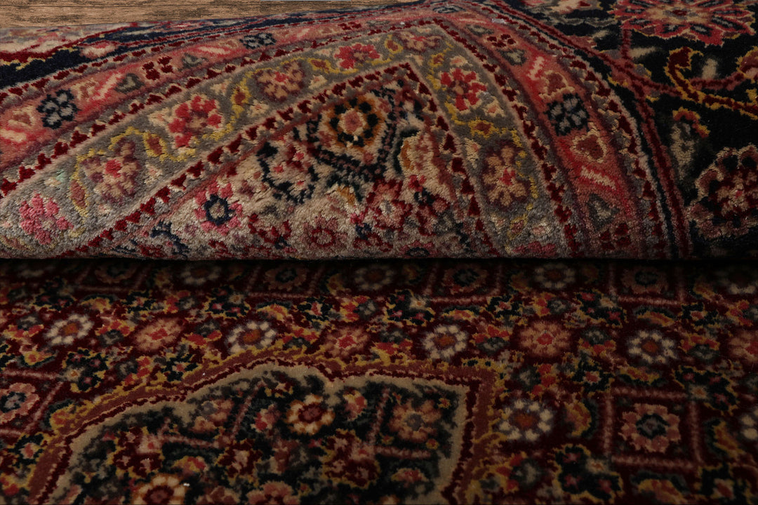 4x6 Red, Navy, Green Color Hand Knotted Tabriz Wool & Silk Traditional Oriental Rug