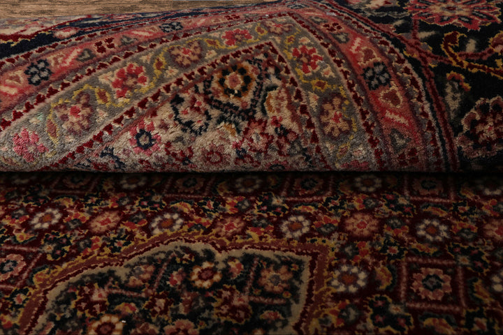 4x6 Red, Navy, Green Color Hand Knotted Tabriz Wool & Silk Traditional Oriental Rug
