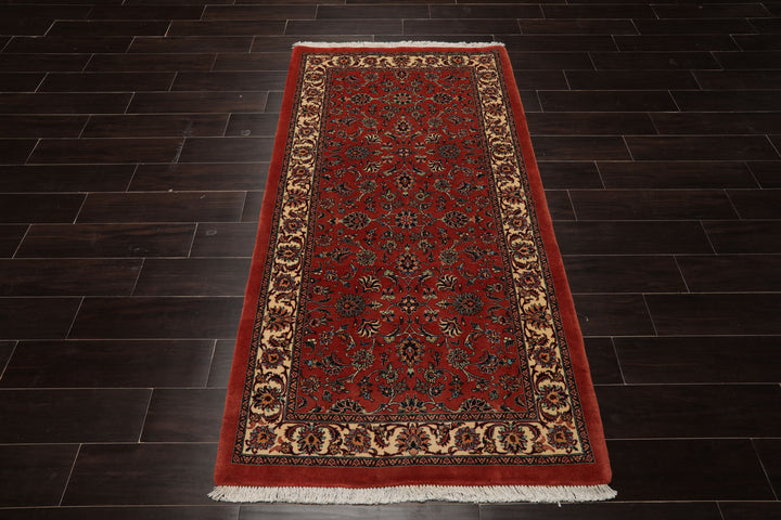 3x6 Burnt Orange, Ivory, Aqua Color Hand Knotted Bidjar Wool & Silk Traditional Oriental Rug