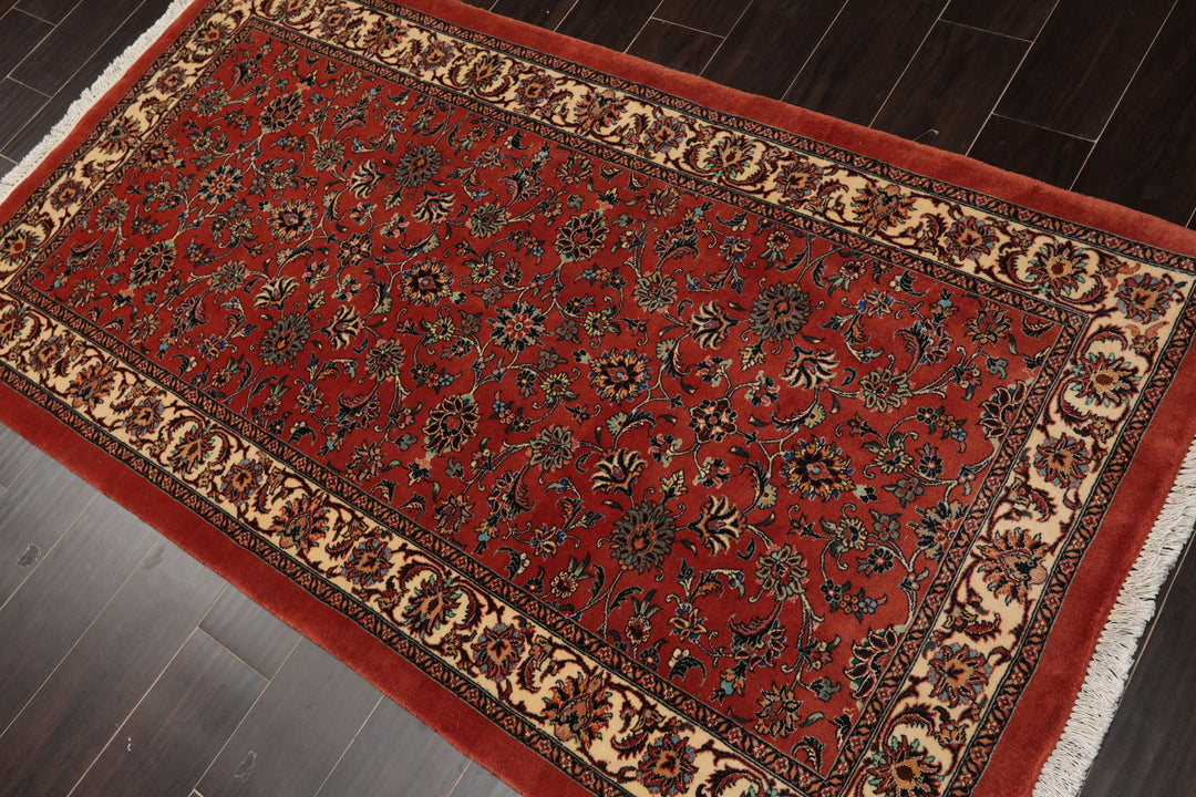 3x6 Burnt Orange, Ivory, Aqua Color Hand Knotted Bidjar Wool & Silk Traditional Oriental Rug