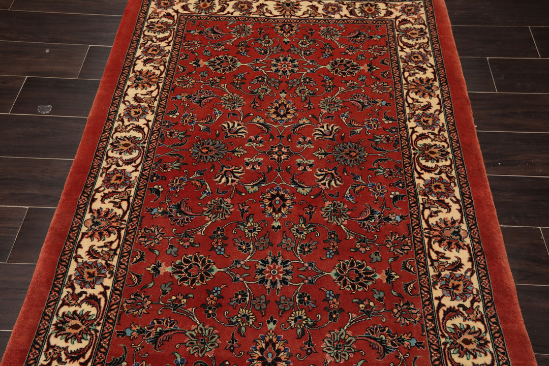 3x6 Burnt Orange, Ivory, Aqua Color Hand Knotted Bidjar Wool & Silk Traditional Oriental Rug