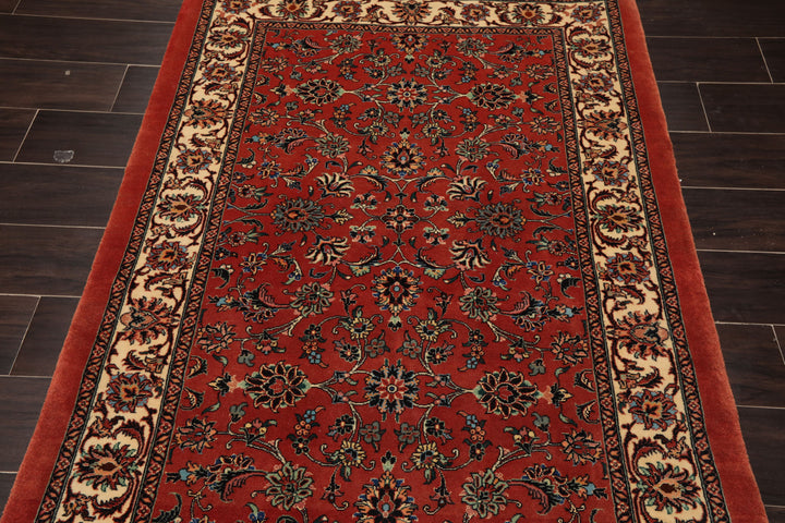 3x6 Burnt Orange, Ivory, Aqua Color Hand Knotted Bidjar Wool & Silk Traditional Oriental Rug