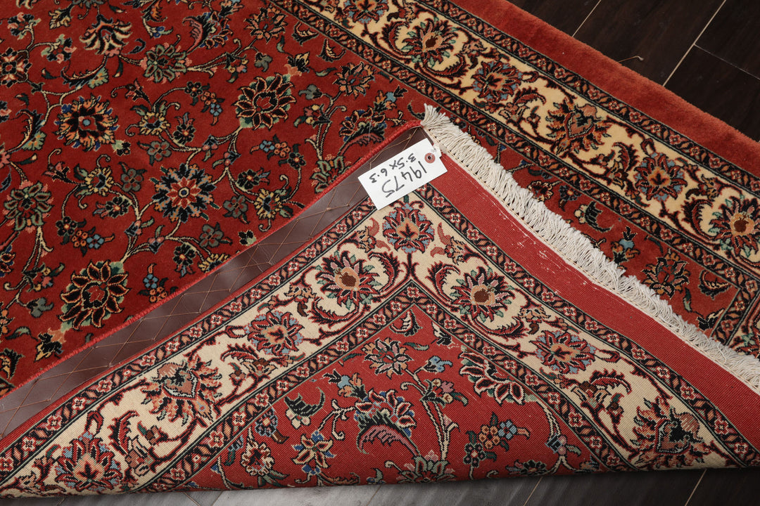 3x6 Burnt Orange, Ivory, Aqua Color Hand Knotted Bidjar Wool & Silk Traditional Oriental Rug