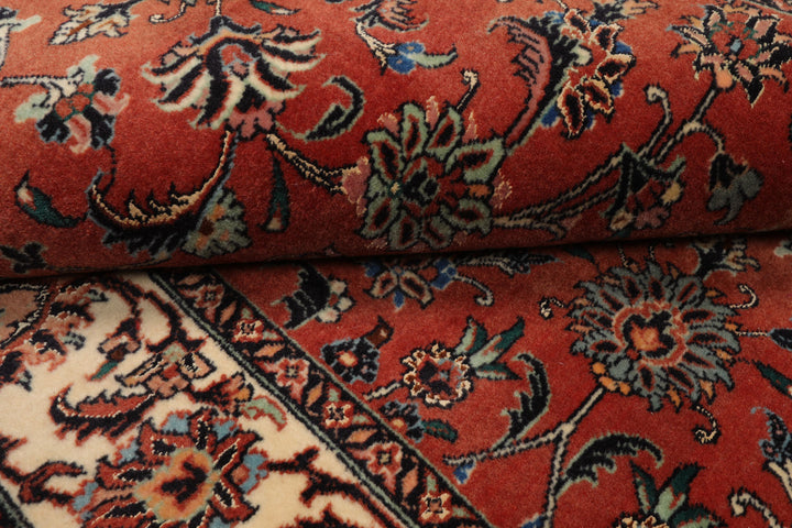 3x6 Burnt Orange, Ivory, Aqua Color Hand Knotted Bidjar Wool & Silk Traditional Oriental Rug