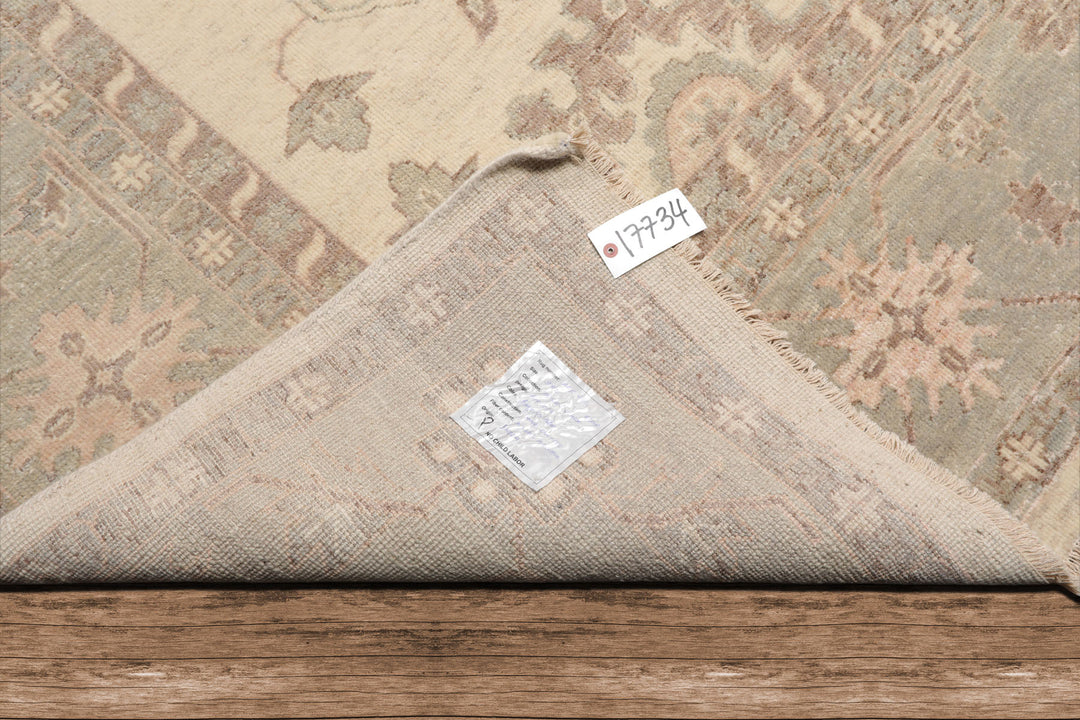 Celeste Rug 9'x12' Ivory 100% Wool Afghan Oushak Rug Hand-Knotted Traditional Oriental Design