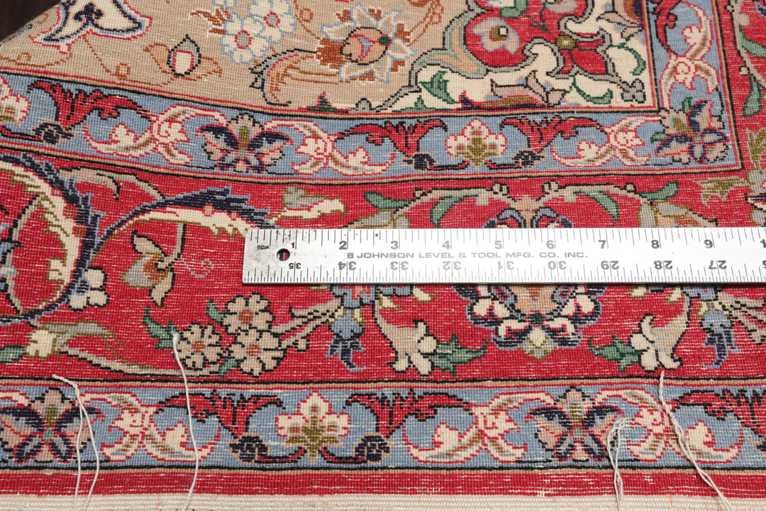3x5 Ivory, Red, Blue Color Hand Knotted Isfahan Wool & Silk Traditional Oriental Rug