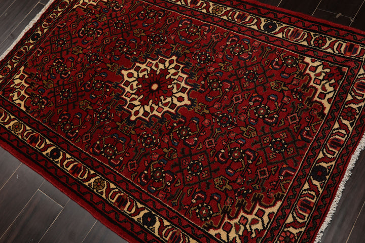 3x5 Rust, Ivory, Blue Color Hand Knotted Abadeh Wool Traditional Oriental Rug