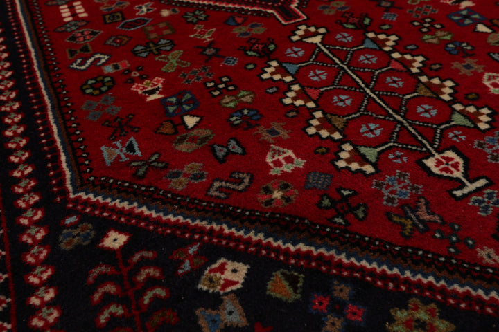 3x5 Red, Navy, Ivory Color Hand Knotted Abadeh Wool Traditional Oriental Rug