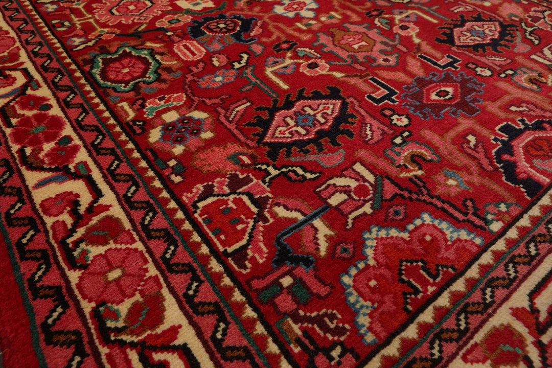 3x5 Red, Ivory, Green Color Hand Knotted Abadeh wool Traditional Oriental Rug