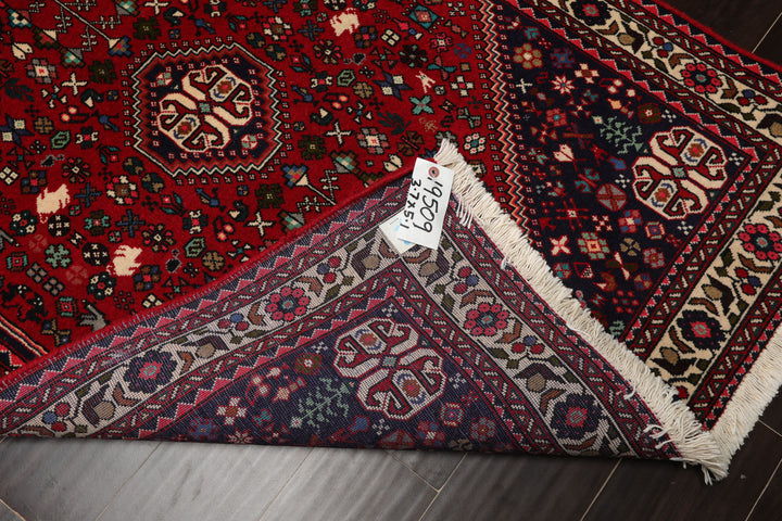 3x5 Red, Ivory, Navy Color Hand Knotted Abadeh Wool Traditional Oriental Rug