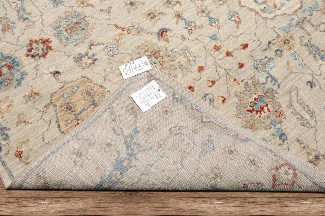 Celeste Rug 8'x10' Beige 100% Wool Khyber Rug Hand-Knotted Traditional Oriental Design