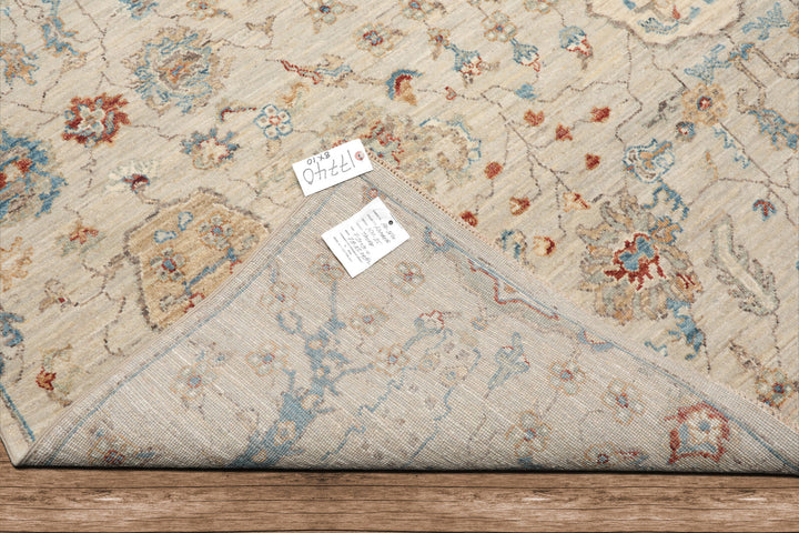 Celeste Rug 8'x10' Beige 100% Wool Khyber Rug Hand-Knotted Traditional Oriental Design