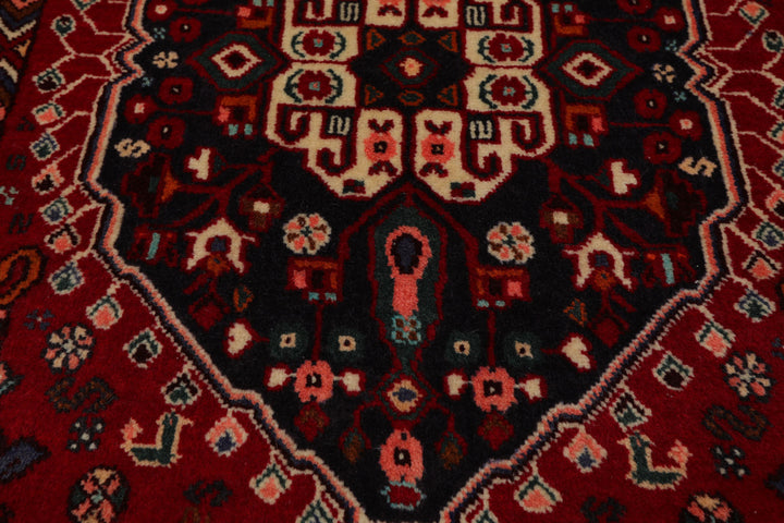 Square Navy, Ivory, Red Color Hand Knotted Abadeh Wool Traditional Oriental Rug