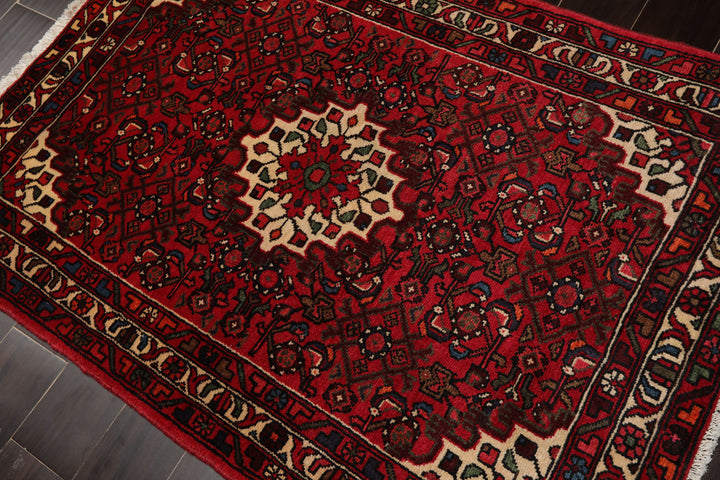 3x5 Rust, Ivory, Red Color Hand Knotted Abadeh Wool Traditional Oriental Rug