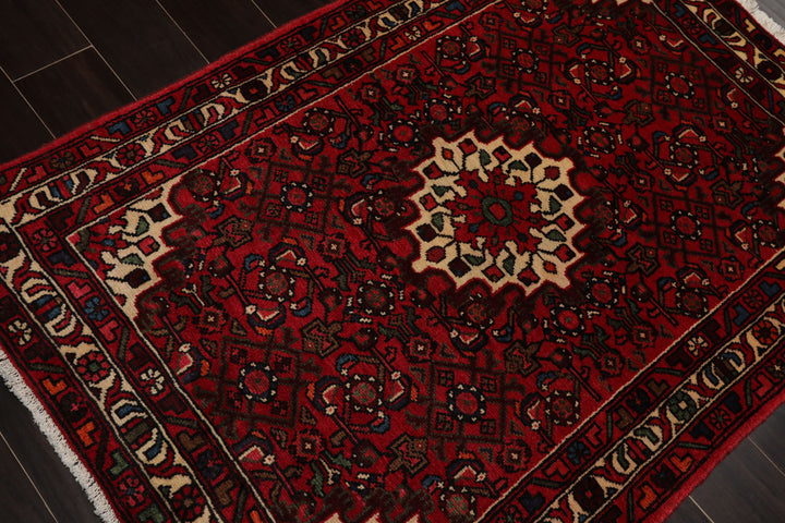 3x5 Rust, Ivory, Red Color Hand Knotted Abadeh Wool Traditional Oriental Rug