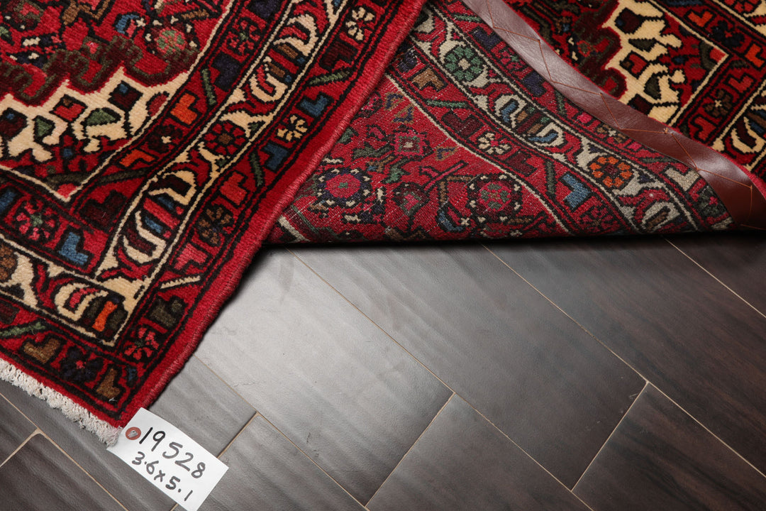 3x5 Rust, Ivory, Red Color Hand Knotted Abadeh Wool Traditional Oriental Rug