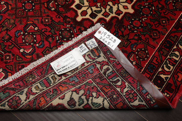 3x5 Rust, Ivory, Red Color Hand Knotted Abadeh Wool Traditional Oriental Rug