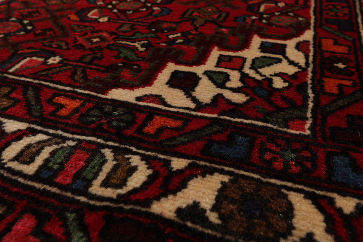 3x5 Rust, Ivory, Red Color Hand Knotted Abadeh Wool Traditional Oriental Rug